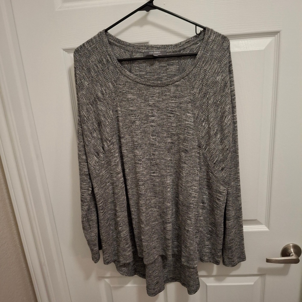 3/$15 Lisa Rinna Collection Women's Gray Knit Long Sleeve Tunic Top Size L
